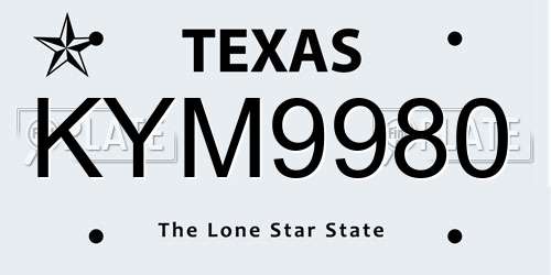KYM9980 Texas License Plate