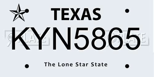 KYN5865 Texas License Plate