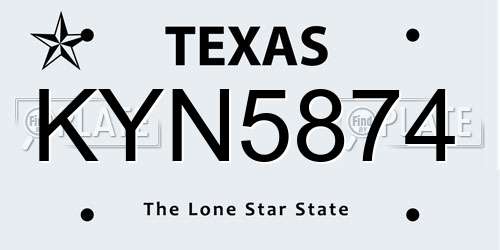 KYN5874 Texas License Plate