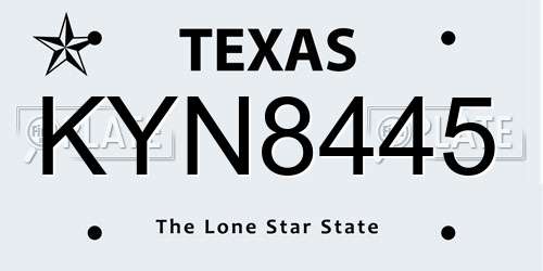 KYN8445 Texas License Plate