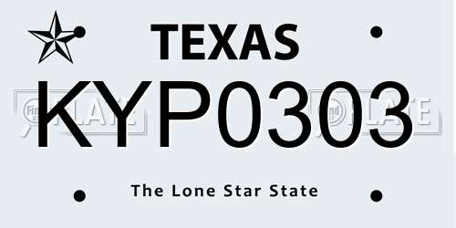 KYP0303 Texas License Plate