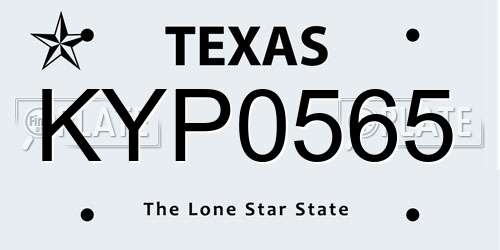 KYP0565 Texas License Plate