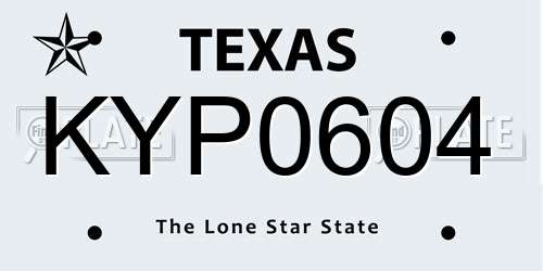 KYP0604 Texas License Plate