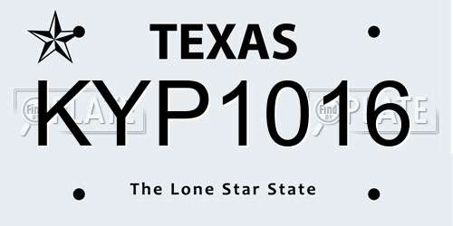 KYP1016 Texas License Plate