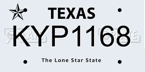 KYP1168 Texas License Plate