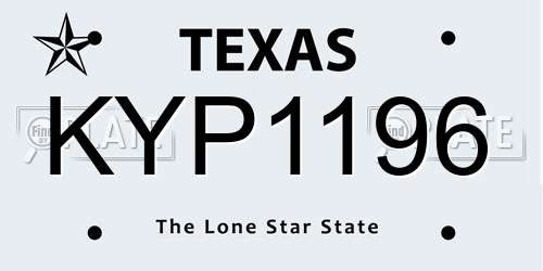 KYP1196 Texas License Plate