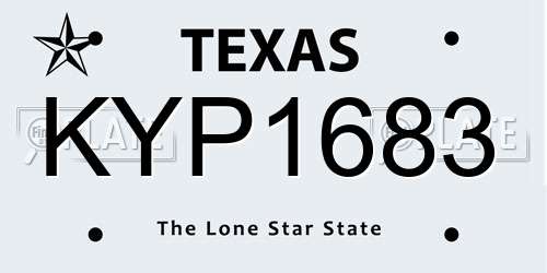 KYP1683 Texas License Plate