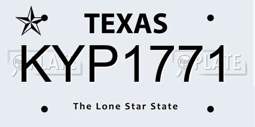 KYP1771 Texas License Plate