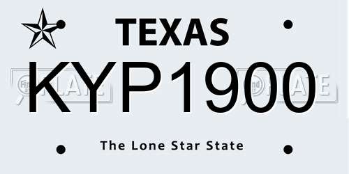 KYP1900 Texas License Plate