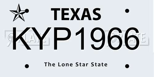 KYP1966 Texas License Plate