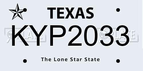 KYP2033 Texas License Plate
