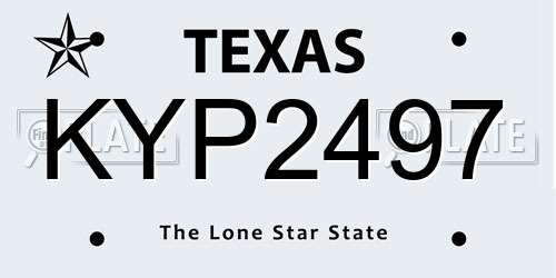 KYP2497 Texas License Plate