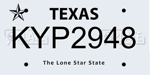 KYP2948 Texas License Plate