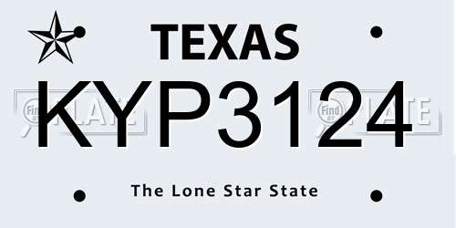 KYP3124 Texas License Plate