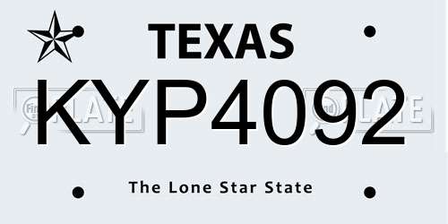 KYP4092 Texas License Plate