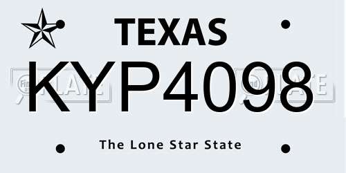 KYP4098 Texas License Plate