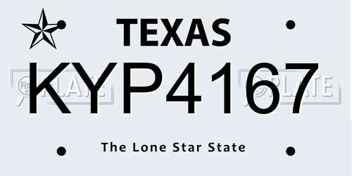 KYP4167 Texas License Plate