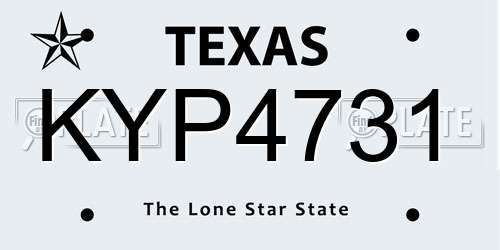 KYP4731 Texas License Plate