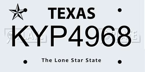 KYP4968 Texas License Plate