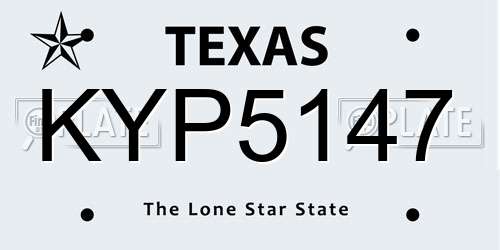 KYP5147 Texas License Plate