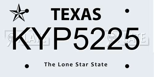 KYP5225 Texas License Plate