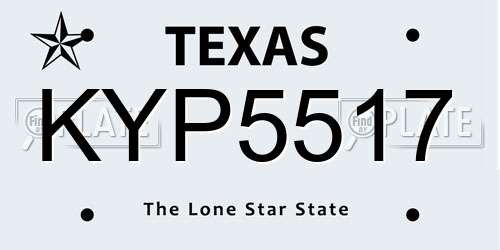 KYP5517 Texas License Plate