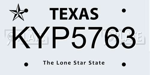 KYP5763 Texas License Plate
