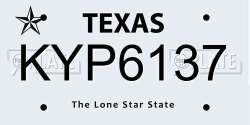 KYP6137 Texas License Plate
