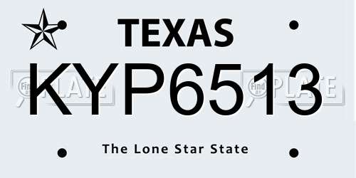 KYP6513 Texas License Plate
