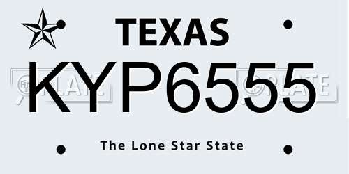 KYP6555 Texas License Plate