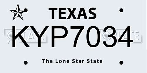 KYP7034 Texas License Plate