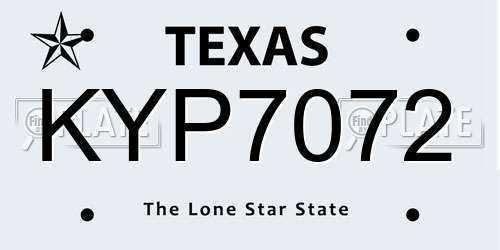 KYP7072 Texas License Plate