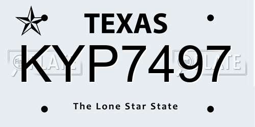 KYP7497 Texas License Plate