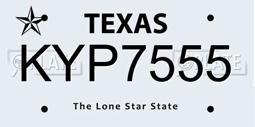 KYP7555 Texas License Plate