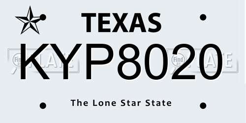 KYP8020 Texas License Plate