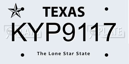 KYP9117 Texas License Plate