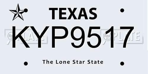 KYP9517 Texas License Plate