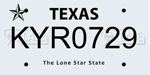 KYR0729 Texas License Plate