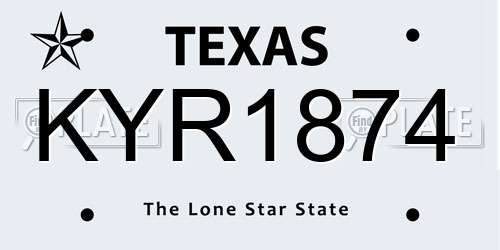 KYR1874 Texas License Plate