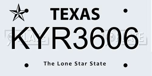 KYR3606 Texas License Plate