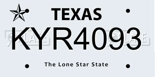 KYR4093 Texas License Plate