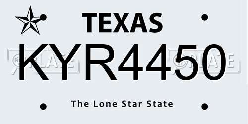 KYR4450 Texas License Plate