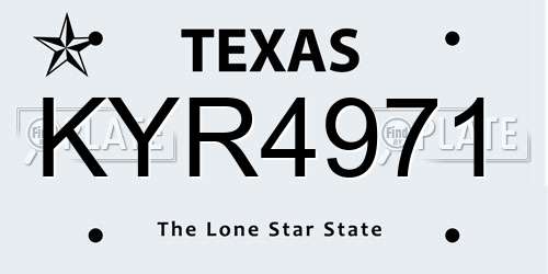 KYR4971 Texas License Plate