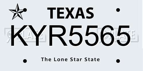 KYR5565 Texas License Plate