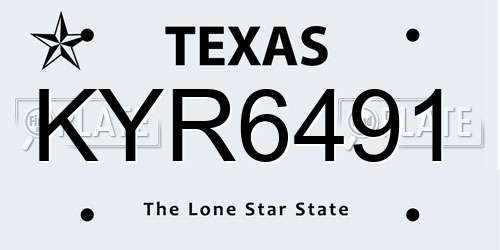 KYR6491 Texas License Plate