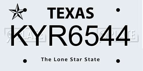 KYR6544 Texas License Plate