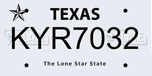 KYR7032 Texas License Plate