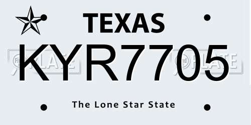 KYR7705 Texas License Plate