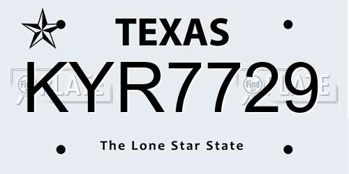 KYR7729 Texas License Plate