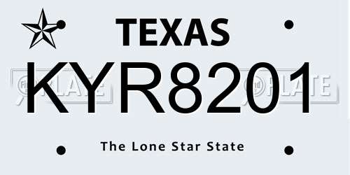 KYR8201 Texas License Plate